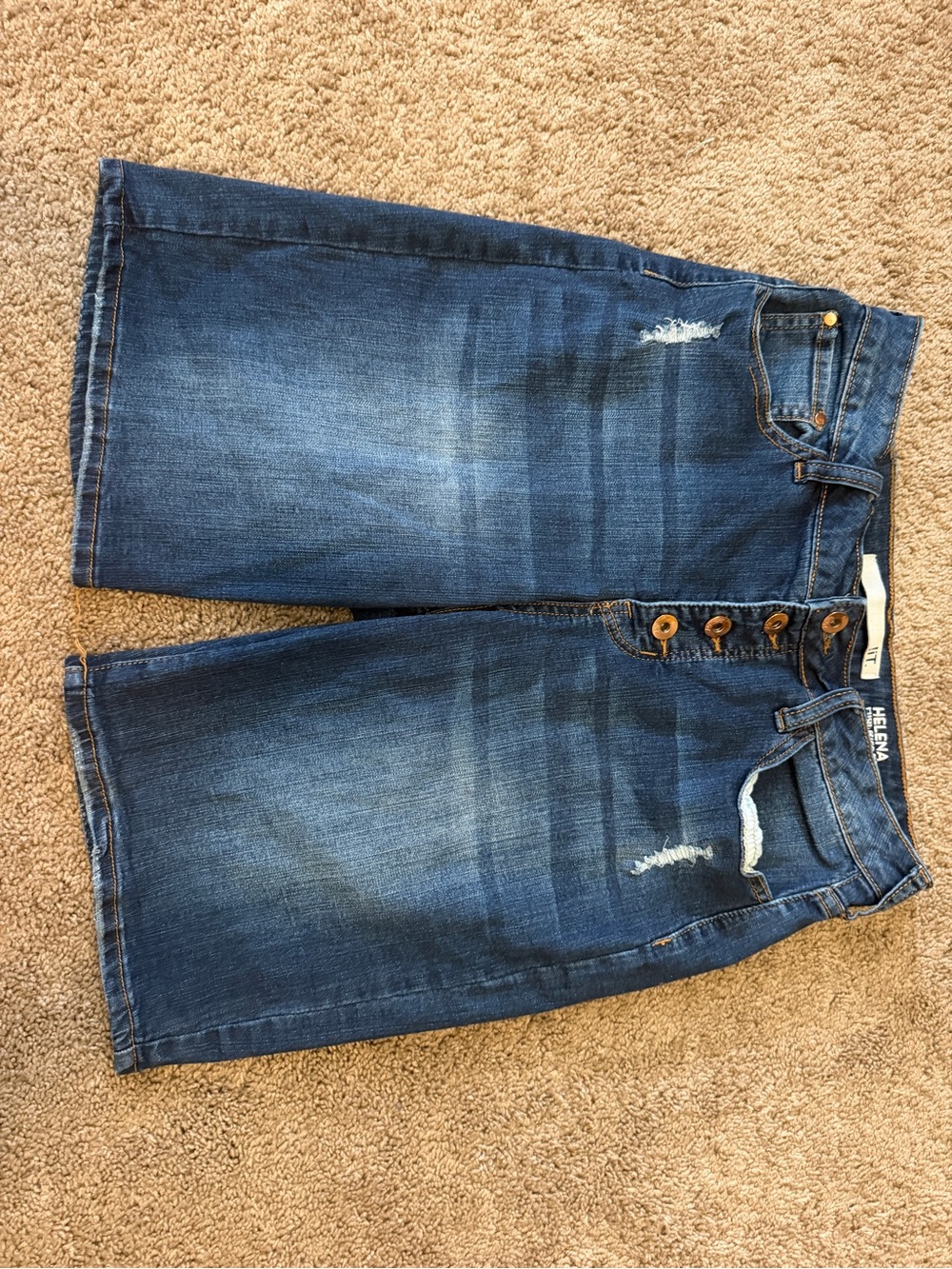 Helena Blue Distressed High-Rise Bike Shorts